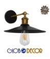 GLOBOSTAR® MINIMALL 01039 Vintage Φωτιστικό Τοίχου - Απλίκα με Ντουί 1 x E27 AC 220-240V IP20 - Μαύρο & Χρυσό - Μ22 x Π39 x Υ18cm